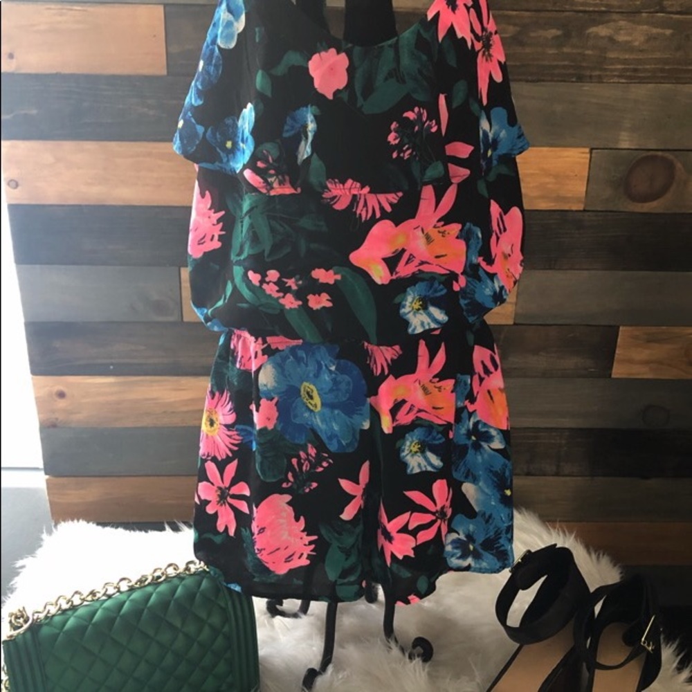 MINE FLORAL PRINT WRAP ROMPER
